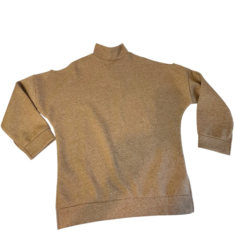 J.O.A. Cold Shoulder‎ Pullover Sweatshirt White XS Womens Mock Neck Side Slit